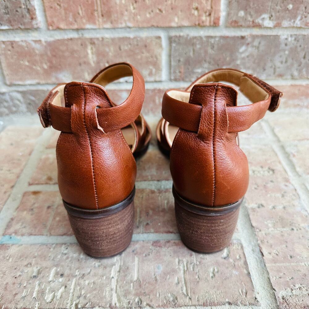 Brioso Women's Brown Leather Adjustable Strappy Block Heel Sandals Size 10M - Picture 6 of 10